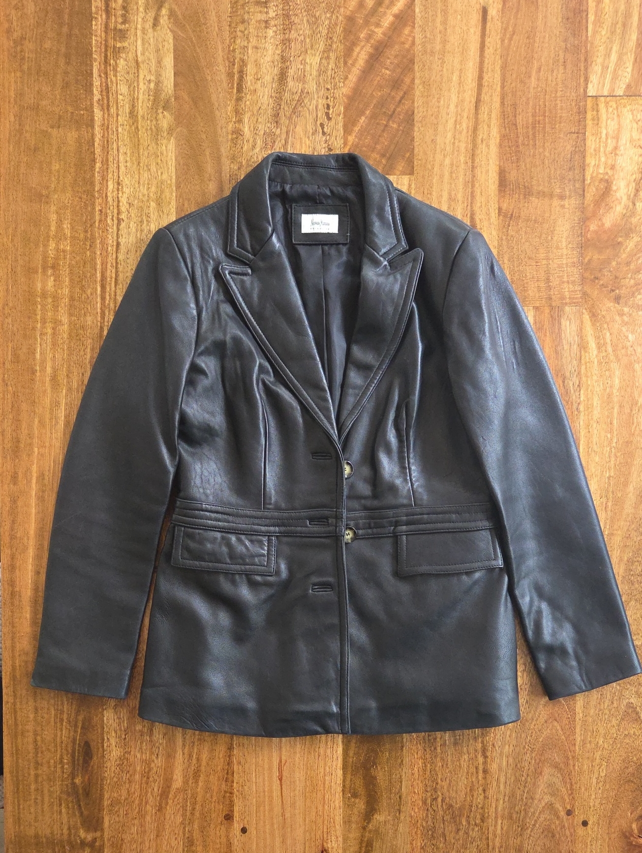 {Neiman Marcus} Espresso Brown 100% Lamb Leather Jacket Size Small